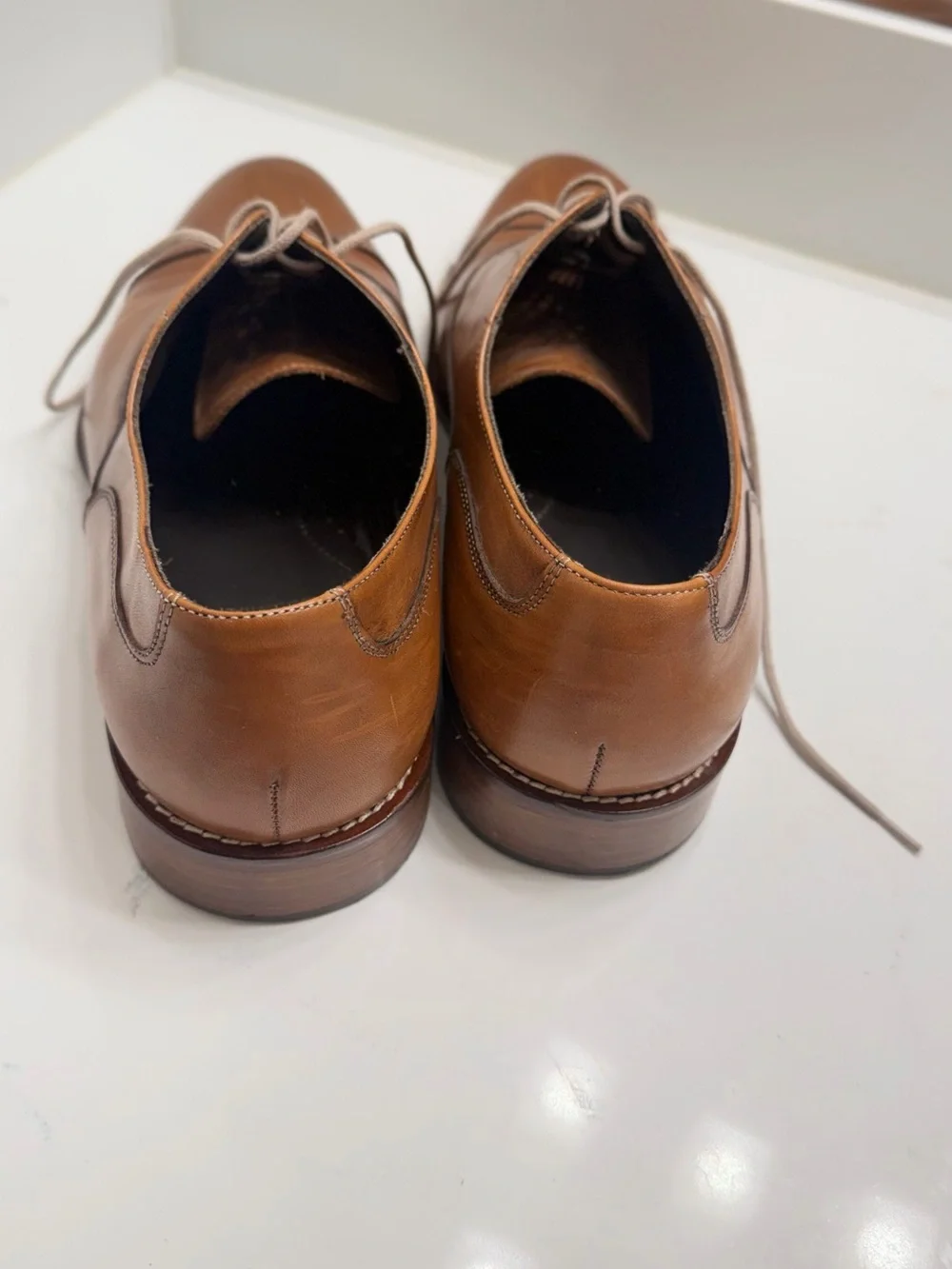 Bruno Magli Cognac Brown Leather Cap-Toe Oxfords